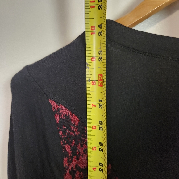 Y2K Whimsigoth Red Black Tunic Mini Dress Dolcezza Long Sleeve Size Small Goth - Picture 11 of 12